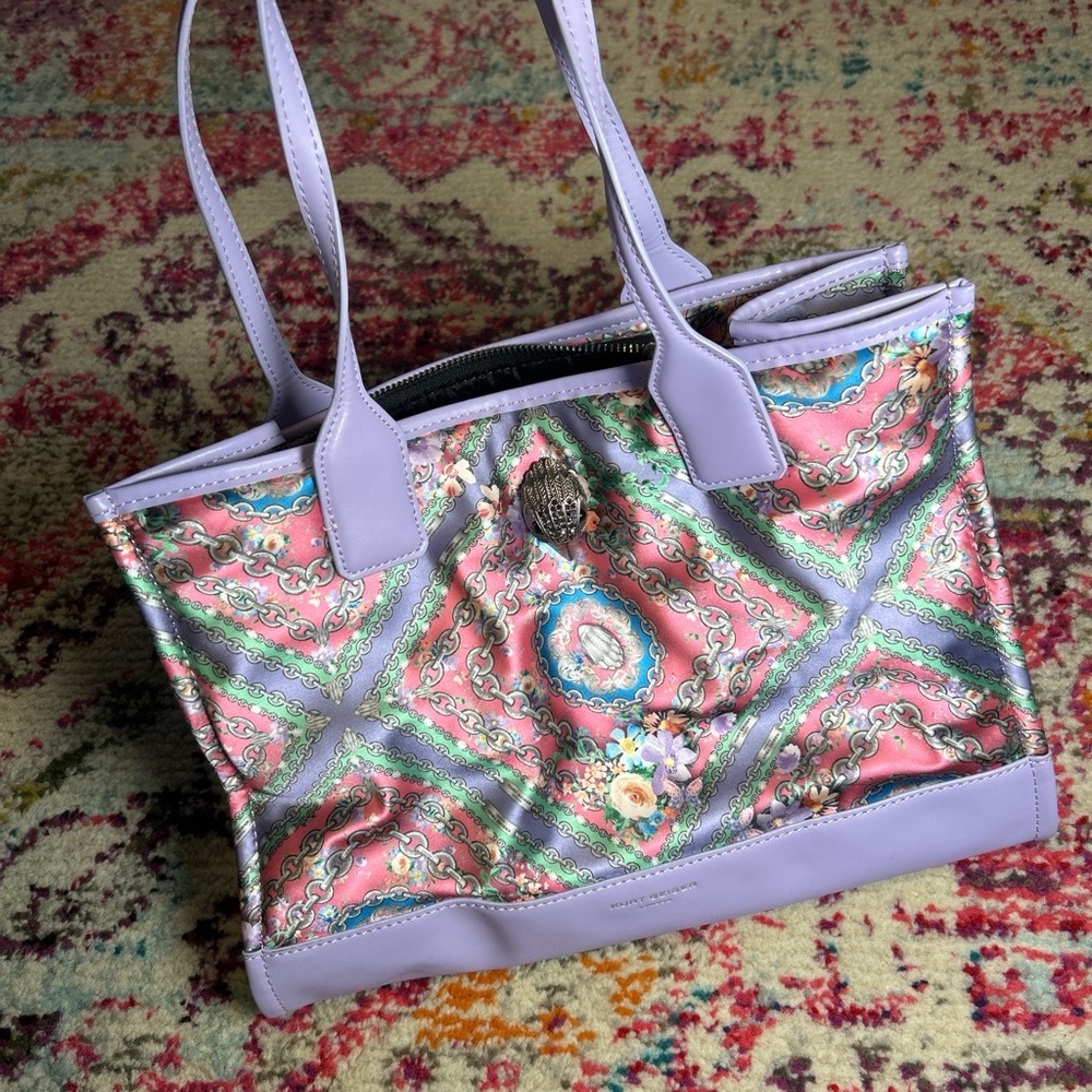 Kurt Geiger London Lilac scarf print nylon shopper tote bag
